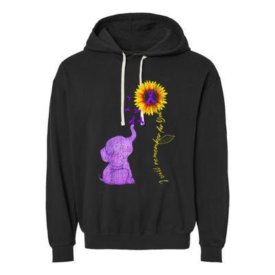 Sunflower Alzheimer Awareness I Will Remember For You TAwa Garment-Dyed Fleece Hoodie