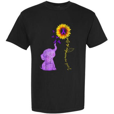 Sunflower Alzheimer Awareness I Will Remember For You TAwa Garment-Dyed Heavyweight T-Shirt