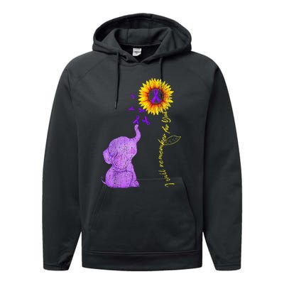 Sunflower Alzheimer Awareness I Will Remember For You TAwa Performance Fleece Hoodie