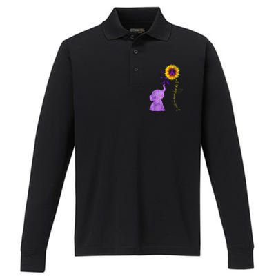 Sunflower Alzheimer Awareness I Will Remember For You TAwa Performance Long Sleeve Polo