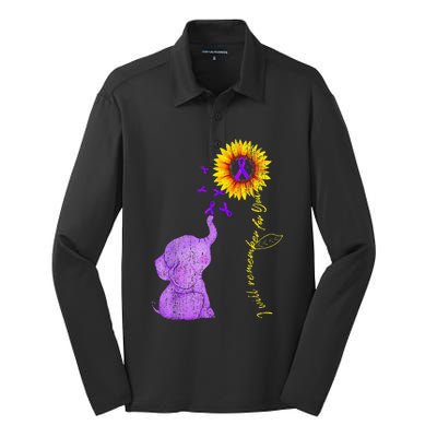 Sunflower Alzheimer Awareness I Will Remember For You TAwa Silk Touch Performance Long Sleeve Polo