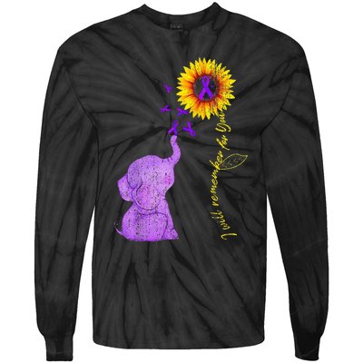 Sunflower Alzheimer Awareness I Will Remember For You TAwa Tie-Dye Long Sleeve Shirt