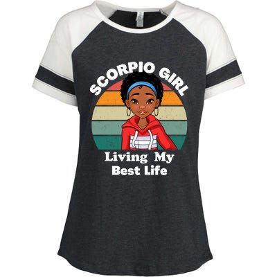 Scorpio African American Melanin Black November Zodiac Gift Enza Ladies Jersey Colorblock Tee