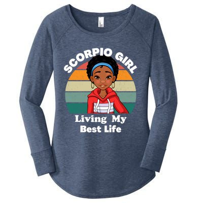 Scorpio African American Melanin Black November Zodiac Gift Women's Perfect Tri Tunic Long Sleeve Shirt