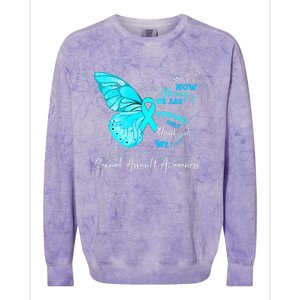 Sexual Assault Awareness Teal Ribbon Butterfly Colorblast Crewneck Sweatshirt