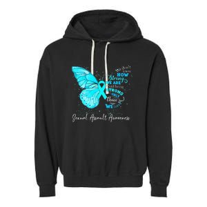 Sexual Assault Awareness Teal Ribbon Butterfly Garment-Dyed Fleece Hoodie