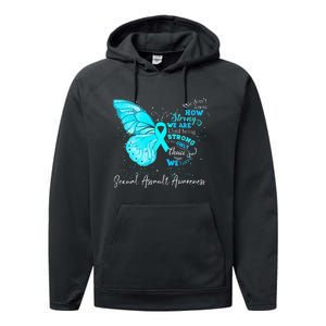 Sexual Assault Awareness Teal Ribbon Butterfly Performance Fleece Hoodie