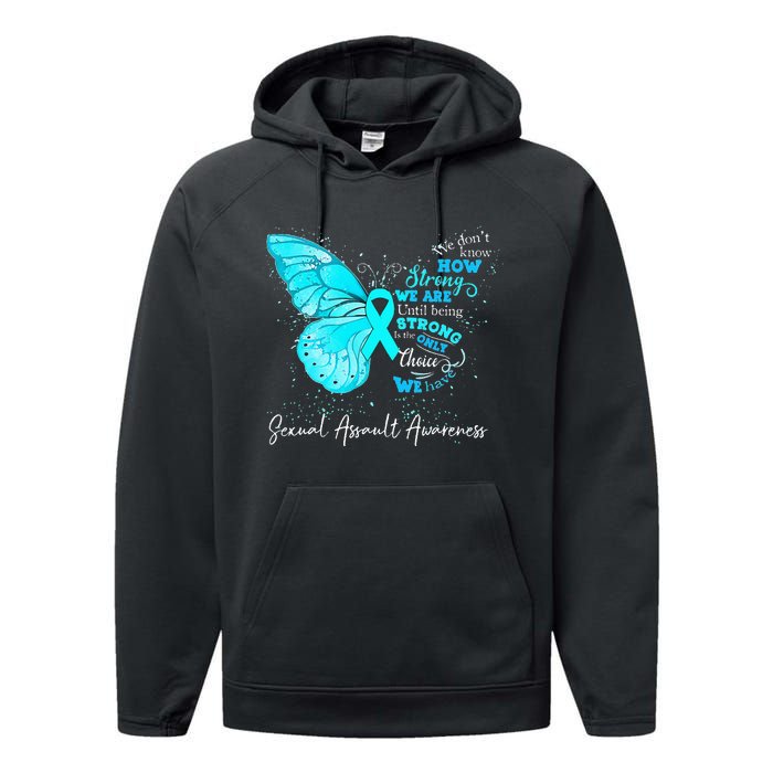 Sexual Assault Awareness Teal Ribbon Butterfly Performance Fleece Hoodie