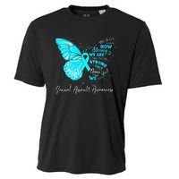 Sexual Assault Awareness Teal Ribbon Butterfly Cooling Performance Crew T-Shirt