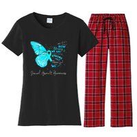 Sexual Assault Awareness Teal Ribbon Butterfly Women's Flannel Pajama Set