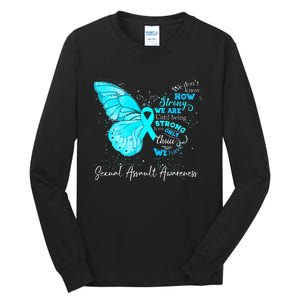 Sexual Assault Awareness Teal Ribbon Butterfly Tall Long Sleeve T-Shirt