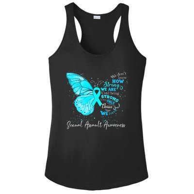 Sexual Assault Awareness Teal Ribbon Butterfly Ladies PosiCharge Competitor Racerback Tank