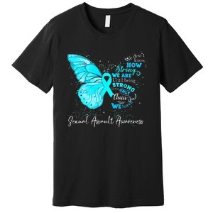 Sexual Assault Awareness Teal Ribbon Butterfly Premium T-Shirt