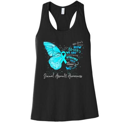 Sexual Assault Awareness Teal Ribbon Butterfly Women's Racerback Tank