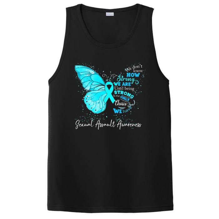 Sexual Assault Awareness Teal Ribbon Butterfly PosiCharge Competitor Tank