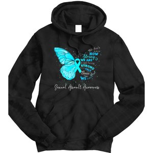 Sexual Assault Awareness Teal Ribbon Butterfly Tie Dye Hoodie