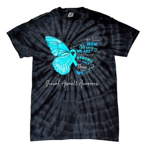 Sexual Assault Awareness Teal Ribbon Butterfly Tie-Dye T-Shirt