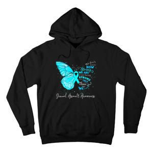 Sexual Assault Awareness Teal Ribbon Butterfly Tall Hoodie