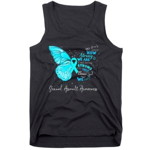 Sexual Assault Awareness Teal Ribbon Butterfly Tank Top