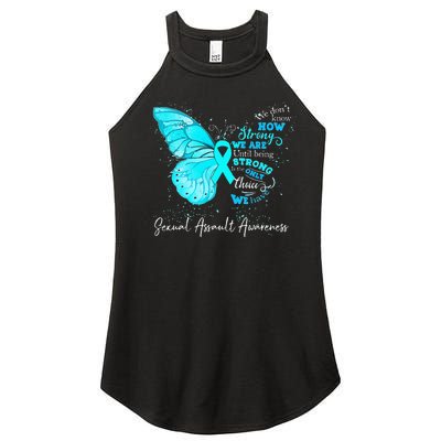 Sexual Assault Awareness Teal Ribbon Butterfly Women’s Perfect Tri Rocker Tank