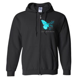 Sexual Assault Awareness Teal Ribbon Butterfly Full Zip Hoodie