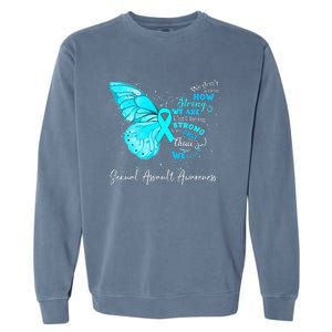 Sexual Assault Awareness Teal Ribbon Butterfly Garment-Dyed Sweatshirt