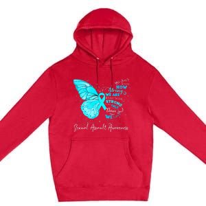 Sexual Assault Awareness Teal Ribbon Butterfly Premium Pullover Hoodie