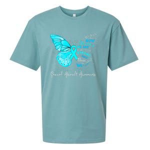 Sexual Assault Awareness Teal Ribbon Butterfly Sueded Cloud Jersey T-Shirt