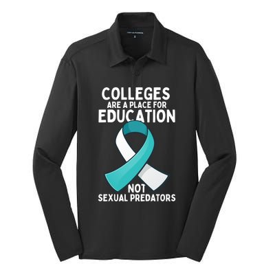 Sexual Assault Awareness Sexual Harrast Survivor Gift Silk Touch Performance Long Sleeve Polo