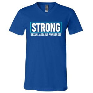 Sexual Assault Awareness Strong Gift Sexual Assault Awareness Gift V-Neck T-Shirt