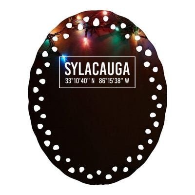 Sylacauga Al Alabama Funny City Coordinates Home Roots Gift Ceramic Oval Ornament