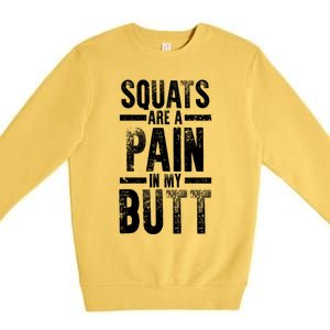 Squats Are A Pain In My Butt Funny Fitness Gym Lovers Great Gift Premium Crewneck Sweatshirt