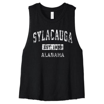 Sylacauga Alabama Al Vintage Sports Established Design Women's Racerback Cropped Tank