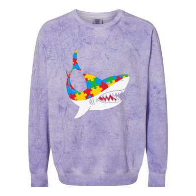 Shark Autism Awarness Shark Mama Autism Awareness Mother's Day Colorblast Crewneck Sweatshirt