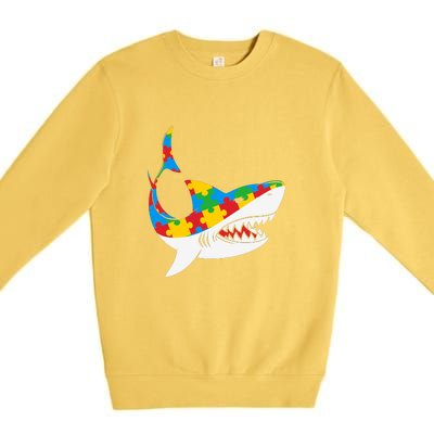 Shark Autism Awarness Shark Mama Autism Awareness Mother's Day Premium Crewneck Sweatshirt