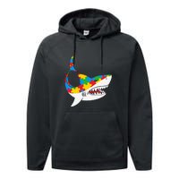 Shark Autism Awarness Shark Mama Autism Awareness Mother's Day Performance Fleece Hoodie