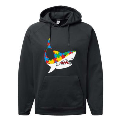 Shark Autism Awarness Shark Mama Autism Awareness Mother's Day Performance Fleece Hoodie