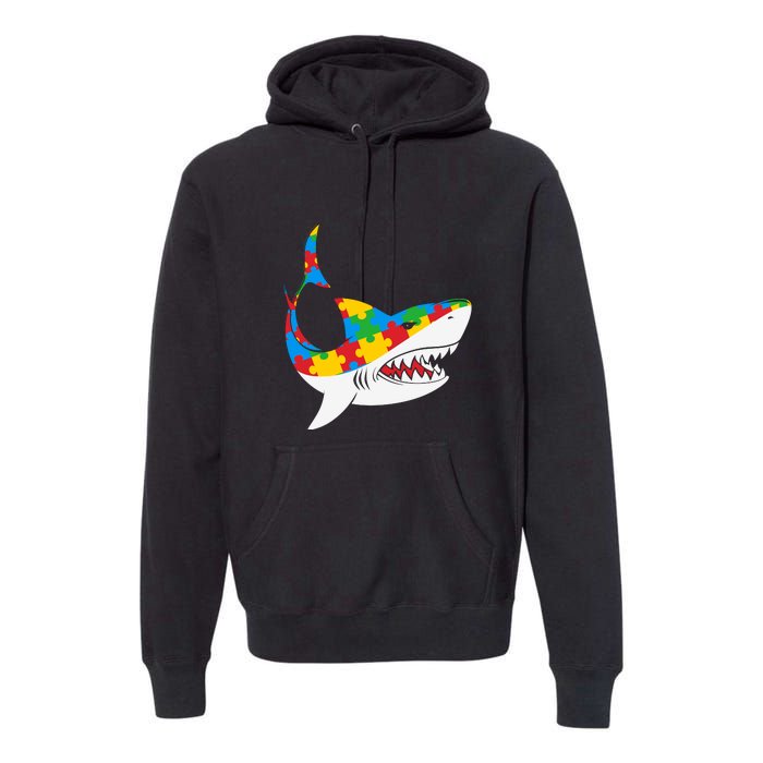 Shark Autism Awarness Shark Mama Autism Awareness Mother's Day Premium Hoodie