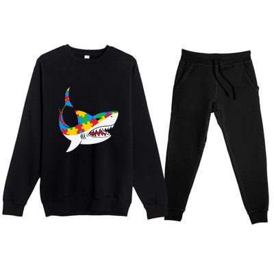 Shark Autism Awarness Shark Mama Autism Awareness Mother's Day Premium Crewneck Sweatsuit Set