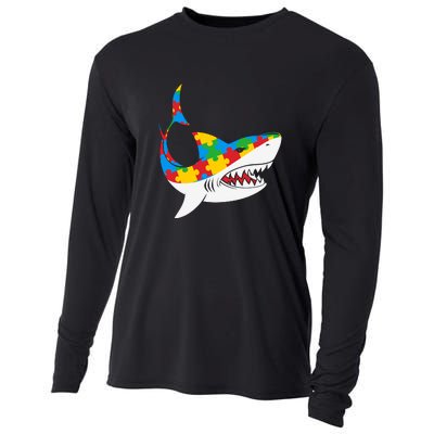 Shark Autism Awarness Shark Mama Autism Awareness Mother's Day Cooling Performance Long Sleeve Crew