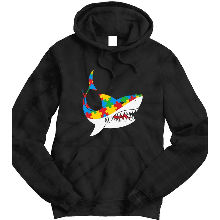 Shark Autism Awarness Shark Mama Autism Awareness Mother's Day Tie Dye Hoodie