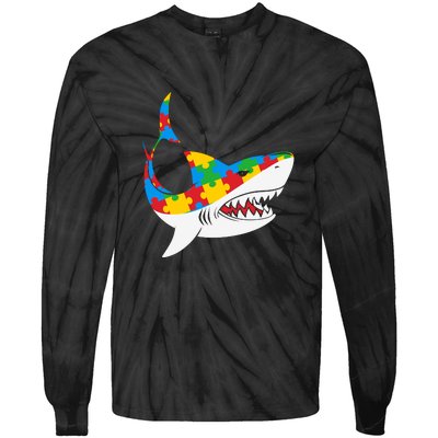 Shark Autism Awarness Shark Mama Autism Awareness Mother's Day Tie-Dye Long Sleeve Shirt