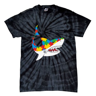 Shark Autism Awarness Shark Mama Autism Awareness Mother's Day Tie-Dye T-Shirt