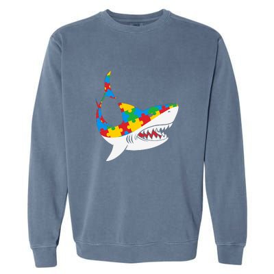 Shark Autism Awarness Shark Mama Autism Awareness Mother's Day Garment-Dyed Sweatshirt