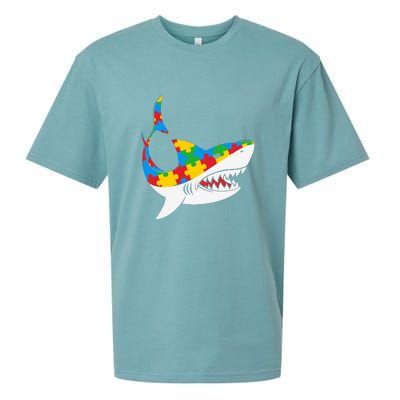 Shark Autism Awarness Shark Mama Autism Awareness Mother's Day Sueded Cloud Jersey T-Shirt