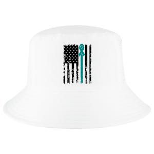 Sexual Assault Awareness Teal Ribbon American Flag Meaningful Gift Cool Comfort Performance Bucket Hat