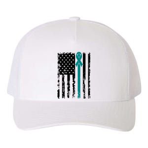 Sexual Assault Awareness Teal Ribbon American Flag Meaningful Gift Yupoong Adult 5-Panel Trucker Hat