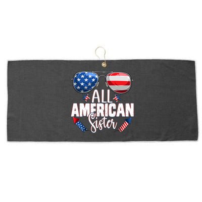 Sunglasses All American Sister 4th Of July Sis Usa Flag Gift Large Microfiber Waffle Golf Towel