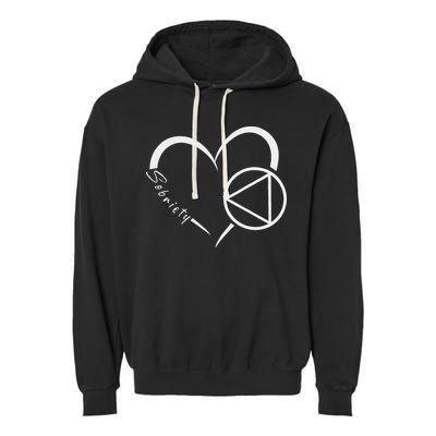 Sober Alcoholic Abstinence Aa Support Sobriety Heart Love Garment-Dyed Fleece Hoodie