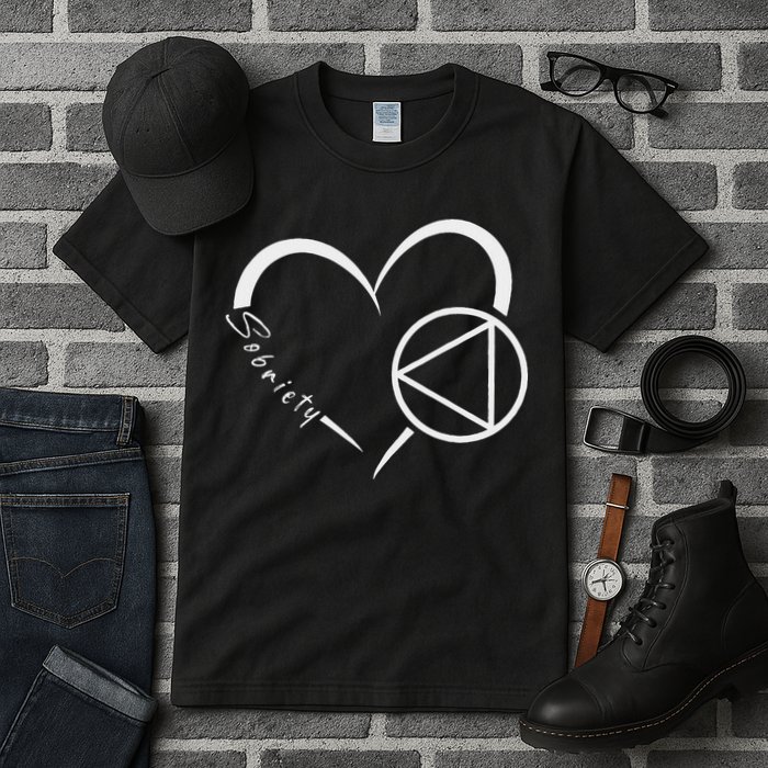Sober Alcoholic Abstinence Aa Support Sobriety Heart Love Tall T-Shirt